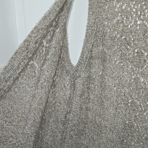 Croft & Barrow Women's Beige Open-Front Open Knit Sweater Vest - Picture 5 of 7